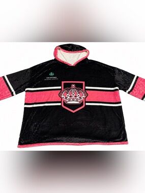 Ontario Reign Hooded Blanket Poncho Hockey SGA Pink Black Sherpa Plush OSFM HTF